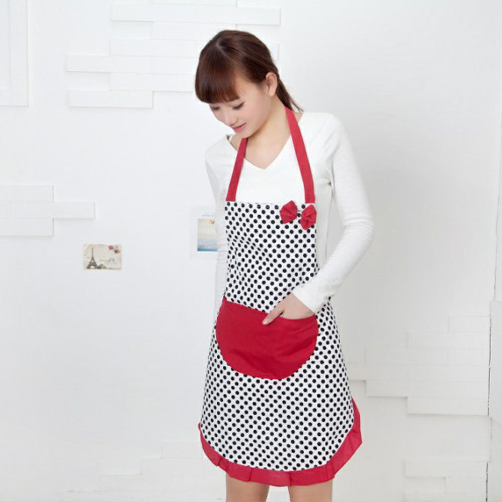 Super Deal Hot Selling Cute BowKnot Women Kitchen Restaurant Bib Cooking Aprons With Pocket  &282