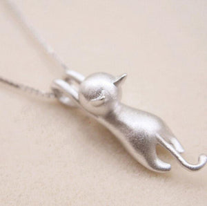 Cute Cat Drawing Pendant Necklace Hypoallergenic