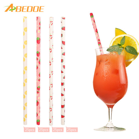 ABEDOE 100pcs Paper Drinking Straws Stripe Party Wedding Decoration Kid Birthday Baby Shower Christmas Supplies Halloween