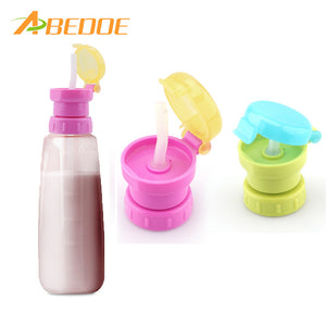 ABEDOE Portable Spill Proof Juice Water Bottle Twist Cover Cap With Straw Safe Drink Straw Cap Feeding for Kids Children