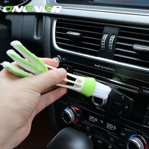 Onever Portable Double Ended Brush Car Air Conditioner Vent Slit Cleaner Brush Dashboard Dusting Blinds Keyboard Cleaning Brush