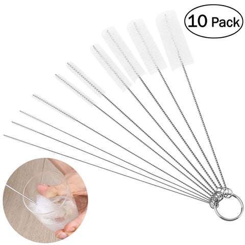 OUNONA 10pcs Nylon Tube Brushes Pipe Cleaning Brush for Drinking Straws Glasses Keyboards Jewelry Cleaning