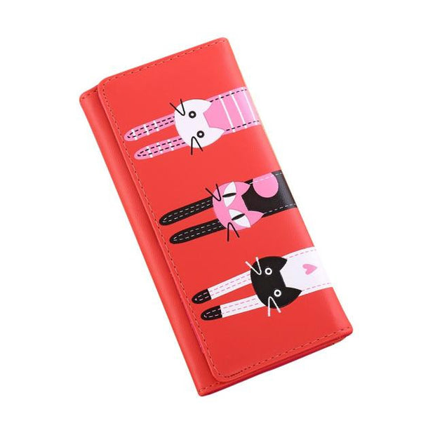 Women Cat Pattern Coin Purse Long Wallet Card Holders Handbag