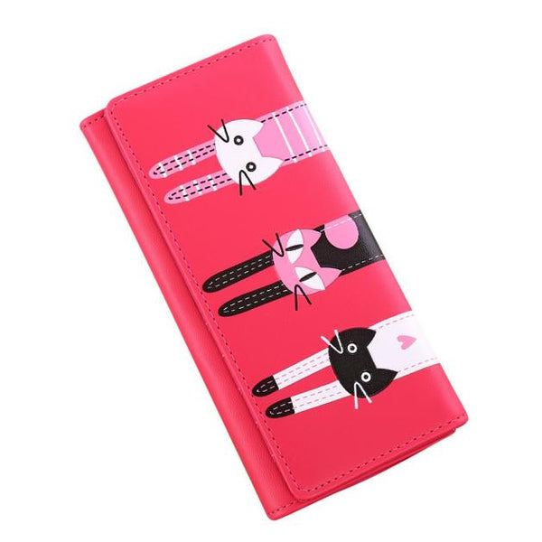 Women Cat Pattern Coin Purse Long Wallet Card Holders Handbag