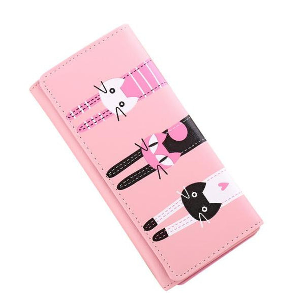 Women Cat Pattern Coin Purse Long Wallet Card Holders Handbag