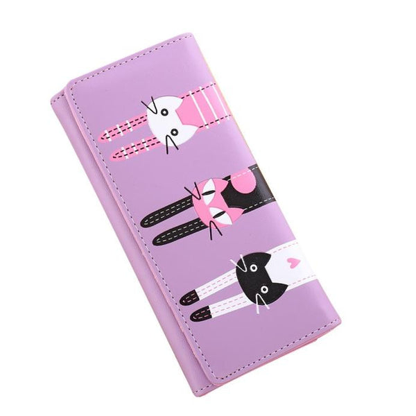 Women Cat Pattern Coin Purse Long Wallet Card Holders Handbag