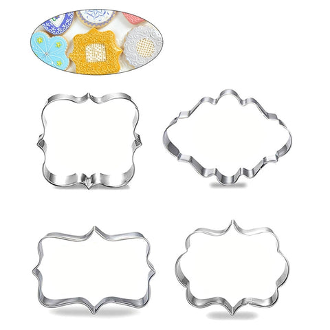 4Pcs European Blessing Wishes Wedding Frame Metal Cookie Cutters Biscuits Stainless Steel Tools Mold Kitchen Baking Mould