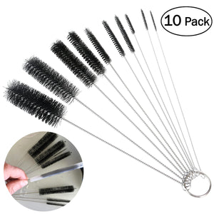 OUNONA 10pcs Nylon Tube Brushes Straw Set for Drinking Straws / Glasses / Keyboards / Jewelry Cleaning