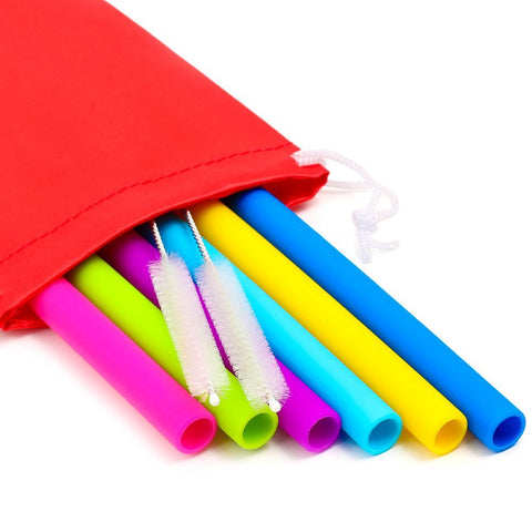 6 Silicone Straws for Yeti / Rtic / Ozark + 2 Brushes