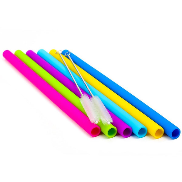 6 Silicone Straws for Yeti / Rtic / Ozark + 2 Brushes